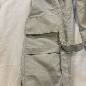 ZARA Grey Nylon Cargo Pants With Side Pockets
