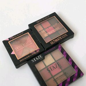 Pack Of 3 Eyeshadow & Highlighter Pallete