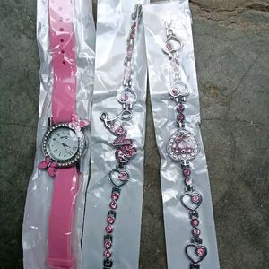 NEW FANCY WATCH & COMBO BRACELET FOR GIRLS