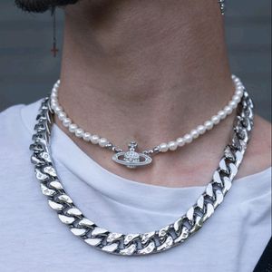 Vivienne Westwood Silver Pearl Mens Necklace