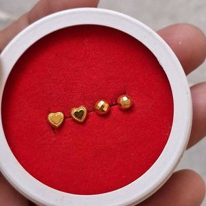 Beautiful New Heart and Dimond Cut Studs