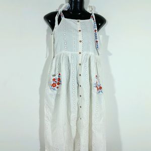 Off White Embroidered Dress (Women's)