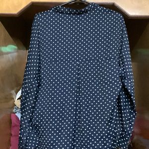 Blue Polka Dots Satin Shirt