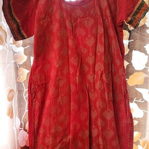 A line Stitched Red Kurti