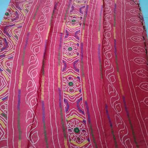 'Pink' Chundari Saree With Blouse