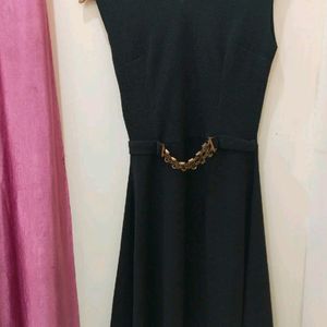 Equiins Jet Black V Neck Dress