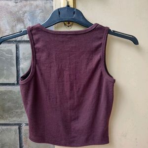 Brown Crop Top , Size - Xs /S, Soft Ribbed Material