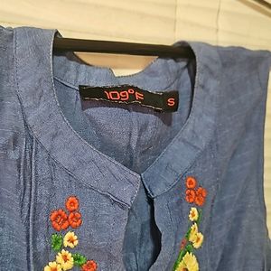 Branded Embroidered Blue Dress