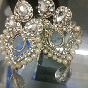 Silver White Earrings