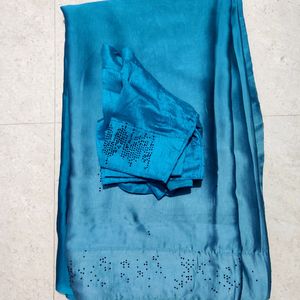 Double Shaded Silk Saree With Blouse