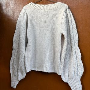 Off White Balloon Sleeves Sweater