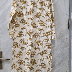 Off White Floral Kurta