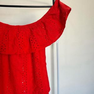 Off Shoulder Red Top