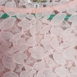 Baby Pink Lacey Top | Brand: One Shine | Size: S