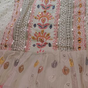 A Off White cotton Ethnic gown