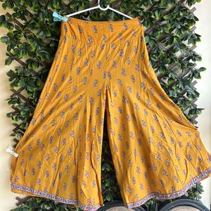 Mustard Yellow Color Printed Flaired Palazzo