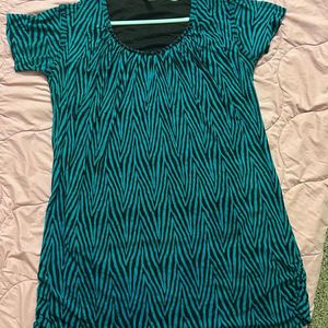 Green Kurti with black Zigzag Pattern