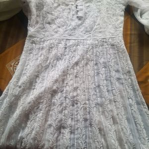 Ada White Chikankari Anarkali