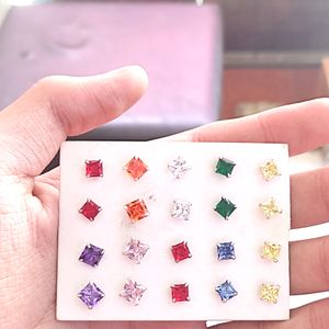 Color Diamond Earrings Pure Silver Studs Pech (Two