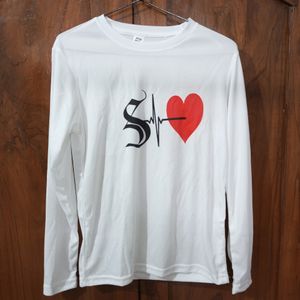 Unisex White Tshirt With S Initial