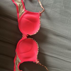 Neon Pink Cheetah Print Push-up Bra