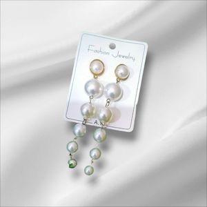 Stunning White Pearl Long Earrings