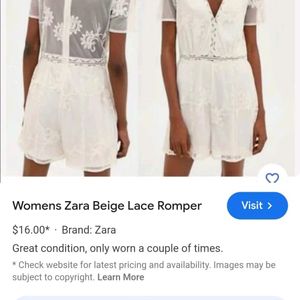 Zara Beige Lace Romper