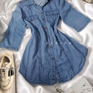 Women Denim shirt dress L size