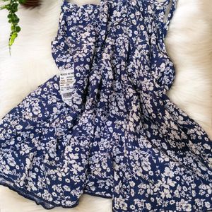 Blue & White Floral Cami Crop Top