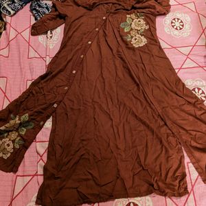 A Brown Printed Overcoat