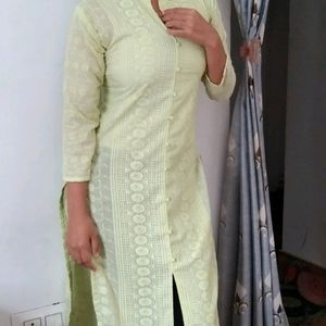 Lime Green Machine Chikankari Kurti ❤️