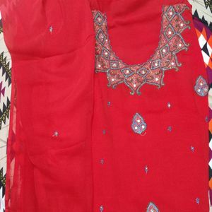 Beautiful Decent Red Colour Georgette Suit Materia