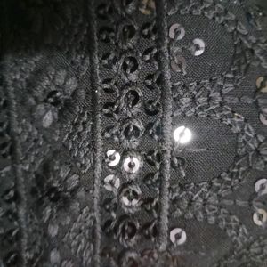 Chikankari Sequence Black Kurta 💕