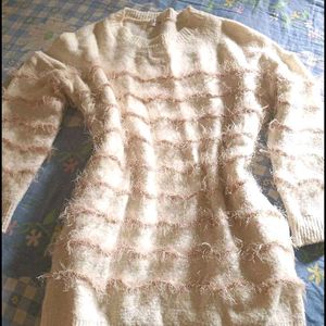 Pretty Woolen Off White Dress