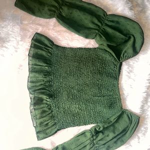 bottle green crop top