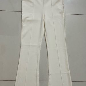 Bell Bottom White High Rise Trousers