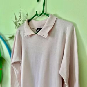 Collared Pastel Pink Sweatshirt