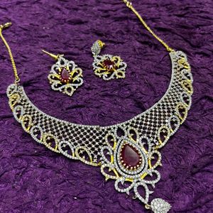 Royal Splendor: Ruby Diamond Necklace Set