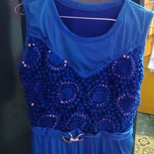 Party Wear Dress In Blue Colour.