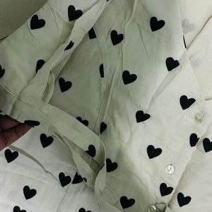 ONLY brand White Dress With Black Hearts