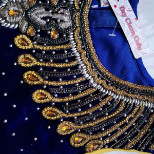 Velvet Heavy Work Blouse And Lehenga