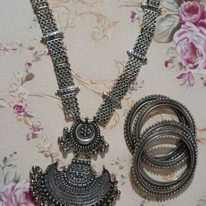 Oxidised Jwellery With Bangle Set