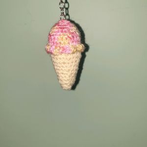 Crocheted Ice Cream Key Chain