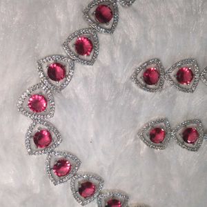 American Diamond Ruby Necklace