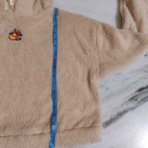 Urbanic Ski Bear Fleece Hoodie Beige Cream