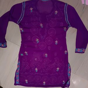 Purple Chikankari Kurti For Navratri 🎉🎊