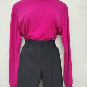 Pink Turtle Neck Full Sleeves Top