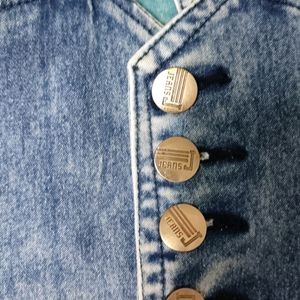 SHORT DENIM DRESS CUM DUNGAREE SKIRT