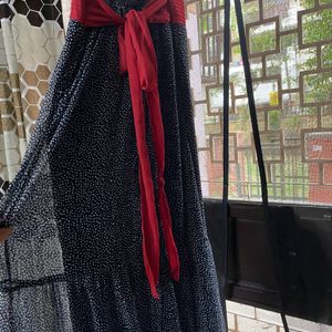 A Line Beautiful Black Red Long Dress