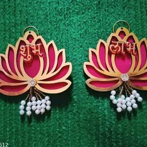 Lotus with SUBH LABH Pair HANGINGS for Home Decor,